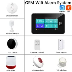 Tuya GSM Security Alarm System Smart Life Alexa SIM WIFI SOS 433MHz Wireless Home Anti-theft With Motion Sensor Detector Siren