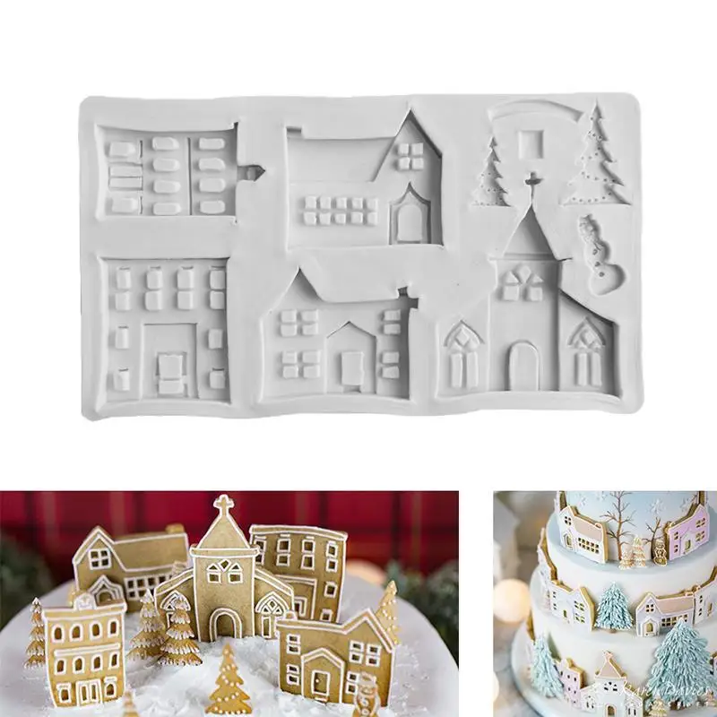 Рождественский Пряничный дом, шоколадный кухонный гаджет, пряничный домик, силиконовая форма, форма для выпечки, украшение торта, инструмент