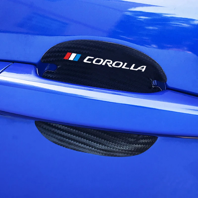 

4 Pcs Car Handle Protection car sticker Carbon Fiber leather Door Handle Adhesive for Toyota carolla 2020 2015 2017 accessories