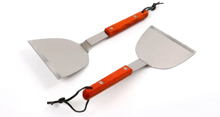 Manufacturers Direct Selling Large Size Cooking Shovel Stainless Steel Solid Wood Handle Iron Plate Spatula Chef Only Steak Shov