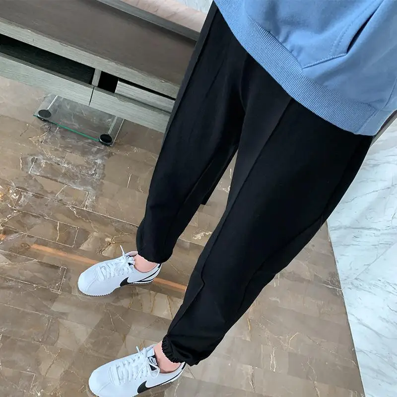 Harajuk Pantalon Femme Повседневные свободные спортивные штаны женские с высокой талией корейские черные женские брюки больших размеров - Цвет: Black