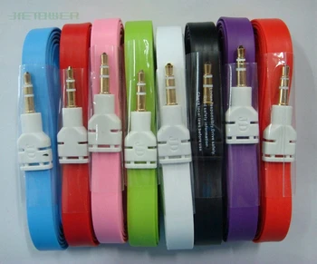 

Flat Noodle 1M 3.5mm Car Aux Audio Cable Jack Stereo Auxiliary 3ft Cord Lead for PC MP3 Adapter Speaker 300pcs/lot