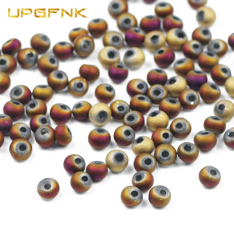 

UPGFNK 100pcs Matte plated Earrings Austrian crystal beads 4x6mm Round Czech Spacer Loose beads for Jewelry Making DIY bracelet