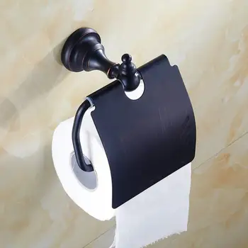 

Black Paper Holder Solid Brass Toilet Paper Holder Wc Toilet Tissue Paper Stand with a Watertight Flap Lasting and Longetivity