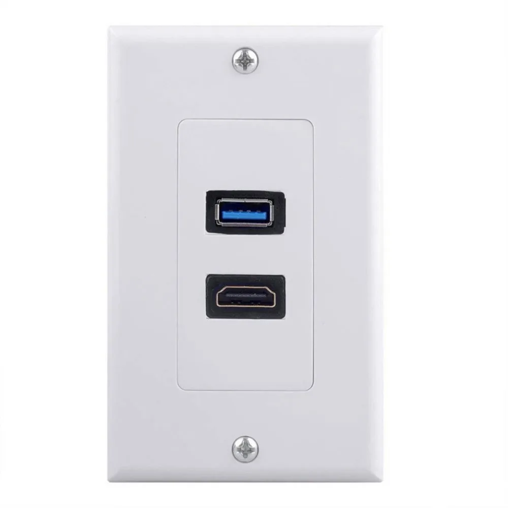 1 х 2 порта USB 3,0 Женский настенный Лицевая панель розетка удлинитель белый