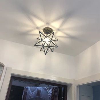 

Loft Vintage ceiling Light Shooting Star Tiffany Glass for Aisle Corridor Porch Shop Decoration luminaire Hanglamp Frosted