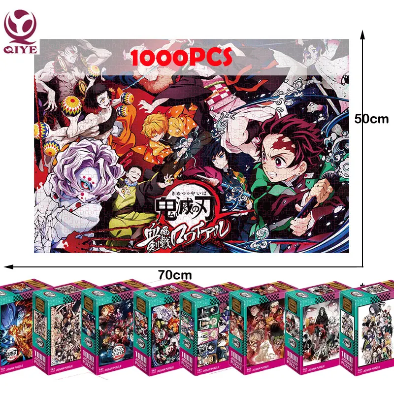 Jigsaw Puzzles 1000 Adults Demon Slayer Anime Series Kimetsu No Yaiba Paper Cartoon Kamado Tanjirou Kids Educational Toys Gifts | Игрушки и