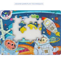 Hot New 60 Pieces Wooden Puzzle Toys for Children Cartoon Vehicle Animal Wood Jigsaw Baby Learning Educational Toy Kids Gift 6