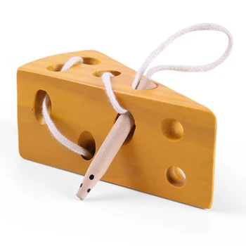 

Wooden Learning Toy Baby Puzzle Threading Cheese Toy Mouse Cheese Toy Early Childhood Educational Toys