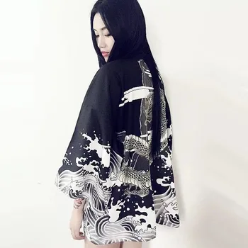 

Women Japanese Traditional Style Kimono Cardigan Haori for Ladies Floral Blouse Shirt Yukata Summer Aesthetic Chiffon Loose