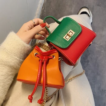 

Contrast color Mini square Tote bag 2020 Fashion New High quality Leather Women's Designer Handbag Chain Shoulder Messenger Bag