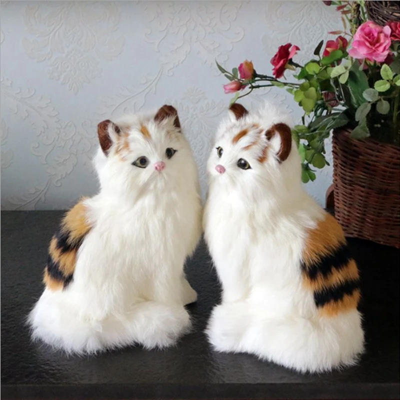 simulation cat animal toy mini kitten model fur crafts home decorations desktop ornaments gift 20x12cm DY80061 (2)