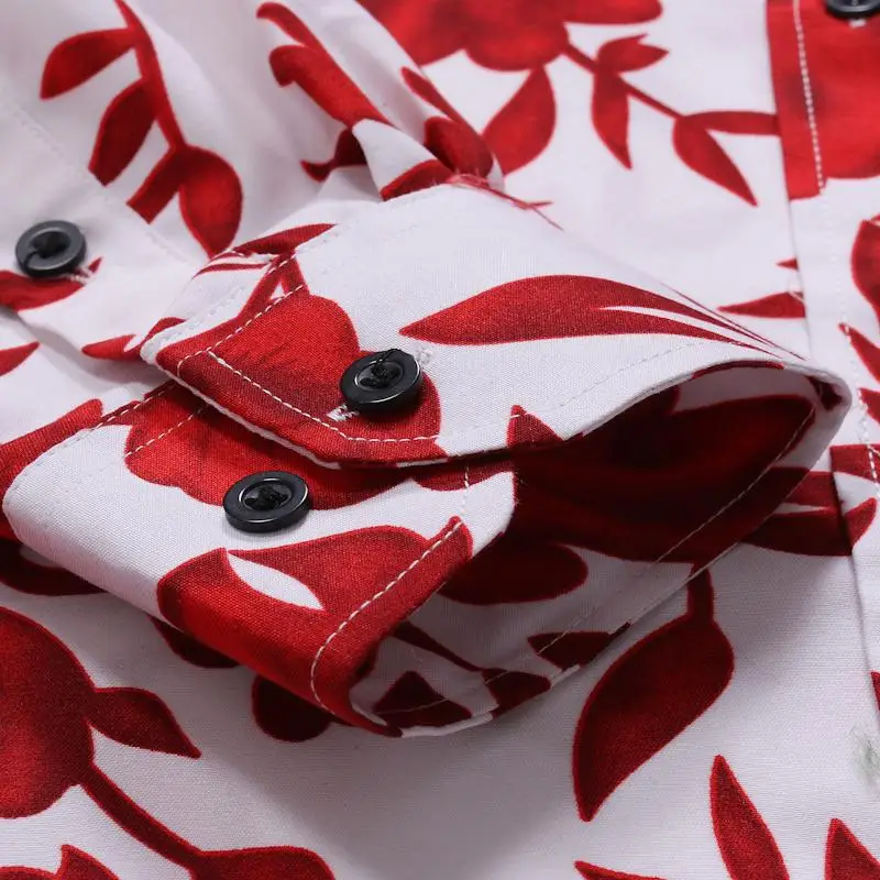 Рубашка с длинным рукавом, Мужская модная блуза для отдыха, мужская новая рубашка с цветочным принтом для мужчин, Гавайский стиль, черный, белый цвет