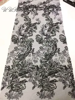 

High Quality African French Lace Fabric with sequins Embroidery Tulle Net Lace