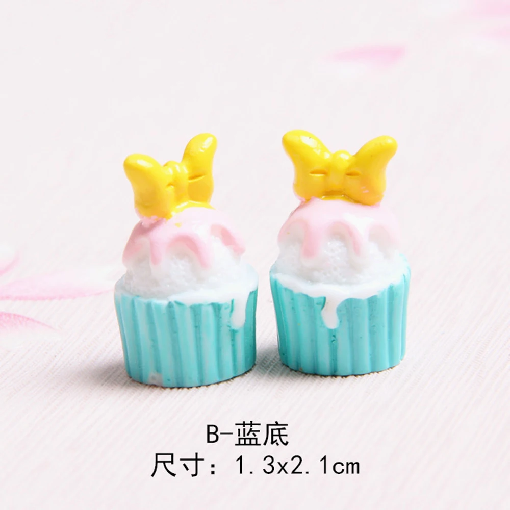 10pcs/lot MM Resin 3d Cute mickey mini cupcakes food play DIY Crafts simulation Decoration Accessories