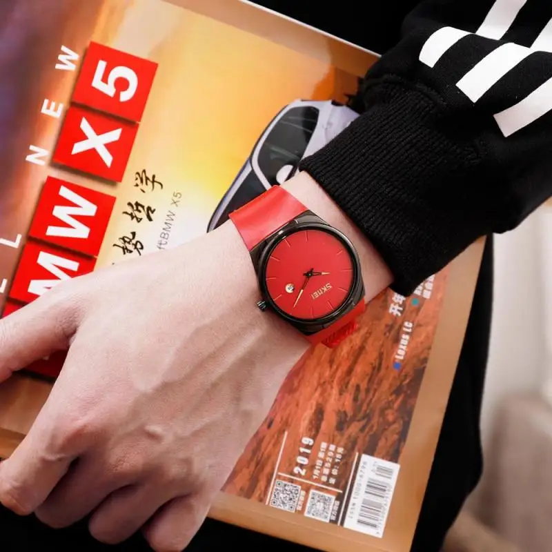 SKMEI Brand Minimalist Watch Men Fashion Mens Women Wristwatches Waterproof PU Small Dial Watches Date Clock Relogio Masculino