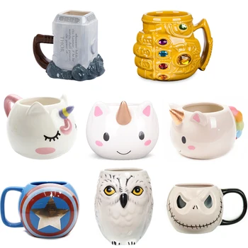 

New 3D Marvel Coffee Mug Avengers Unicorn Tea Cup and Mug Thor Iron Man Pikachu Ceramic Mark Cup Creative Gifts