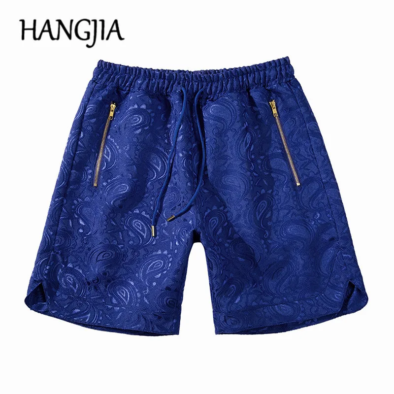 Paisley Jacquard Shorts Baggy Men Hip Hop 2023 Summer Streetwear