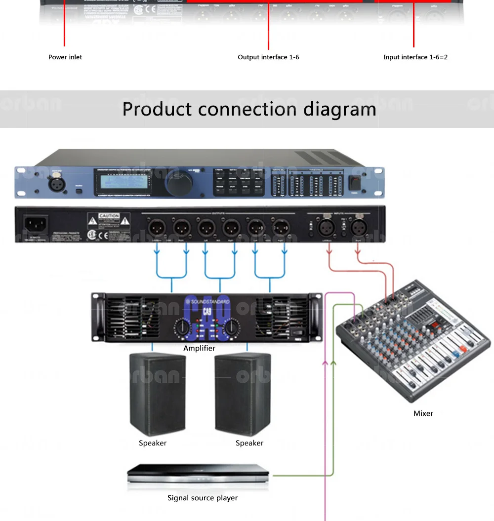 Excellent PA 2 in 6 out of professional processor stage performance professional digital audio processor 3