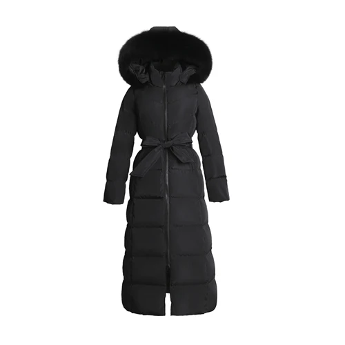Whole fur Black Tcyeek бренд большой Лисий Мех утка пуховик женские зимние длинные пальто белый утиный пух пальто Abrigos одежда женская Hiver 71209 - Цвет: Whole fur Black