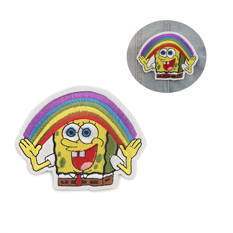 

R975 1pcs Cartoon Figure Rainbow Sticker For Clothing Applications Patches On Clothes Iron Embroidered Patch For Backpack Badge
