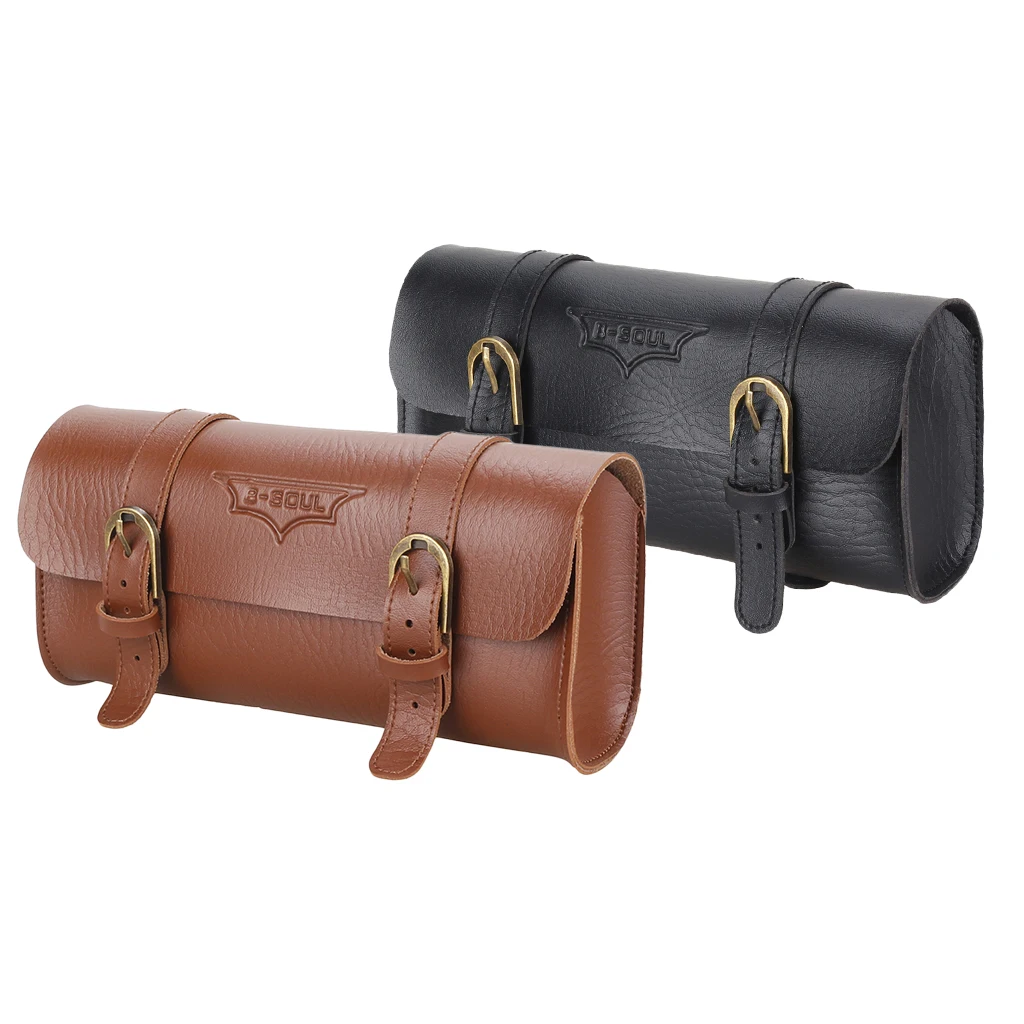 PU Leather Retro Bicycle Handlebar Bag Cycling Bike Front Pouch Pack