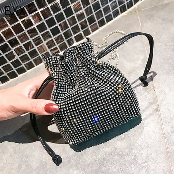 

[BXX] Diamond Design PU Leather Crossbody Bucket Bags For Women 2020 Fashion Shoulder Messenger Bag Lady Chain Handbags HK512