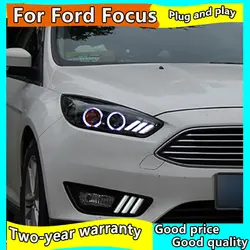 Корпус передней фары для Ford Focus 3 2015-2018 фары, светодиодные фары DRL Объектив Двойной Луч би-ксеноновая разрядная лампа высокой интенсивности