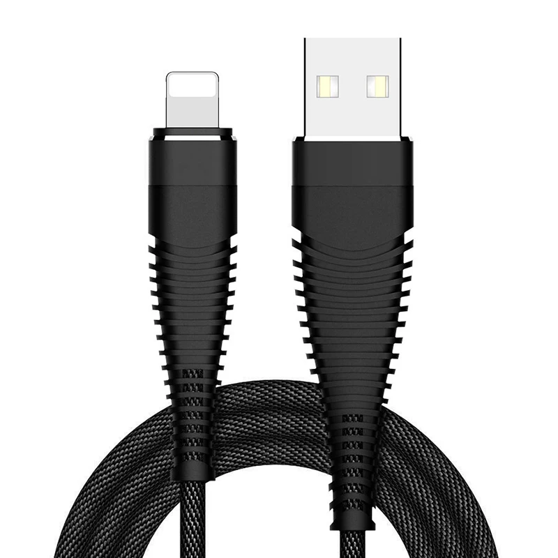 Black Высокопрочный usb-кабель для iPhone Xs Max XR X 8 7 6 Plus 6s 5 iPad 2A кабель для быстрой зарядки кабель для мобильного телефона USB кабель для передачи данных 100 см - Тип штекера: Black