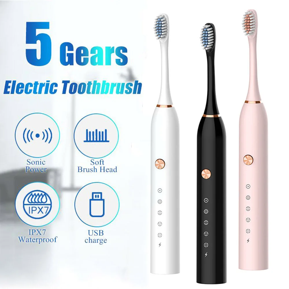 

Ultrasonic Sonic Electric Toothbrush USB Charge Rechargeable Tooth Brushes Washable Electronic Whitening Teeth Brush Powerful