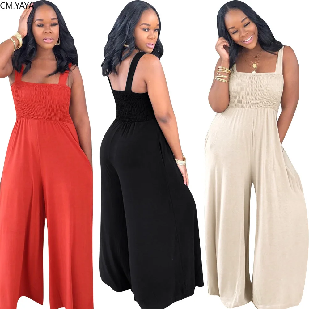 Женский летний Свободный комбинезон на бретелях-спагетти без рукавов пляжная