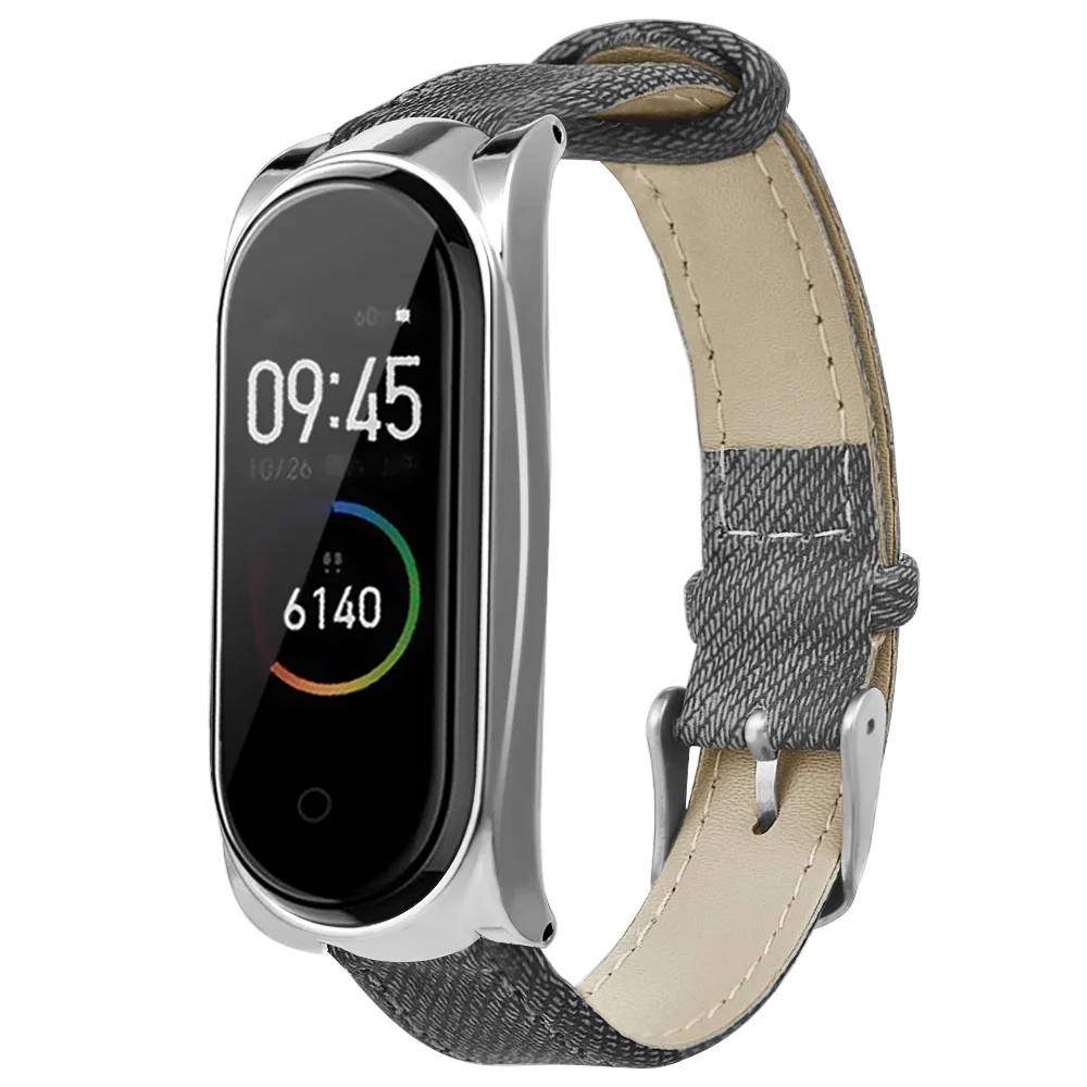 Bakeey для Xiaomi Miband 4 джинсовый кожаный ремешок для часов Ремешок для часов на замену смарт-аксессуары модные ковбойские носимые устройства