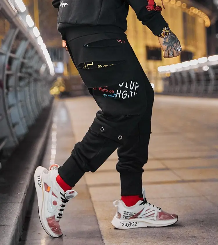 Мужские брюки карго высокого качества брендовые мужские брюки хип-хоп Уличная Харадзюку джоггеры брюки шаровары рваные повседневные штаны