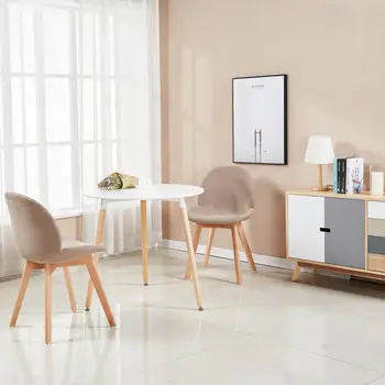 

Dining Chair Modern Retro Gray Set of 2 Fabric Seat Solid Beech Wood Legs for Living Room Dining Room Bedroom Balcony Salon