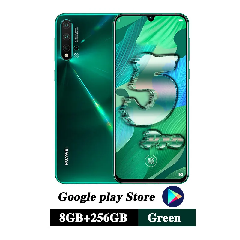 HuaWei Nova 5 Pro NFC мобильный телефон Восьмиядерный 6,39 ''Android 9,0 экран отпечатков пальцев 48MP Google play GPU Turbo 40W SuperCharge - Цвет: 8G 256G green