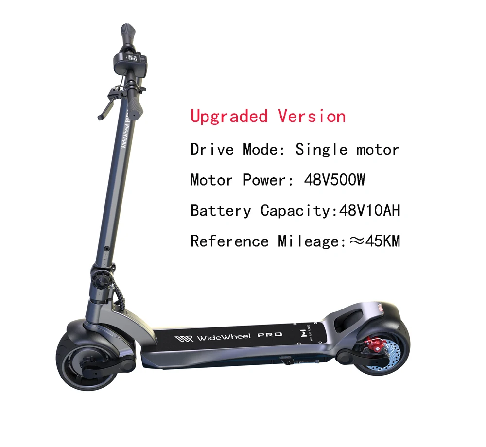 Mercane WideWheel Pro Elettrico скутер 48V 1000W Kickscooter с длинными рукавами Ruota двойной Motore e скутер Freno диско-высокая скорость - Цвет: WD Single Motor 10ah