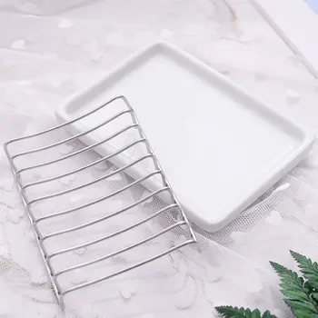

Silicone Stainless Steel Soap Holder Double Layer Draining Soap Box For Bathroom Shower Simple Ceramic Soap Dish Household