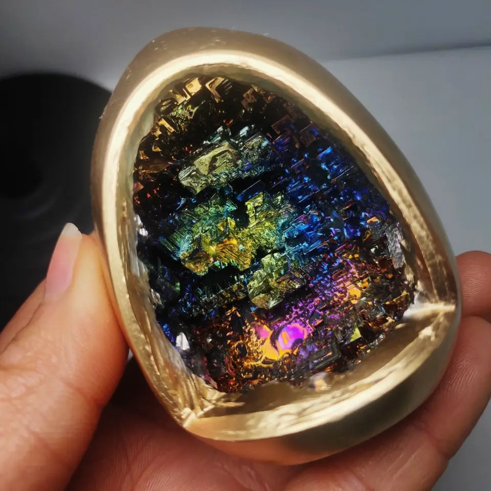 

1pcs NATURAL Crystal Bismuth, Bismuth Metal Elements, Colored Egg Ornament Specimen Stone Ore