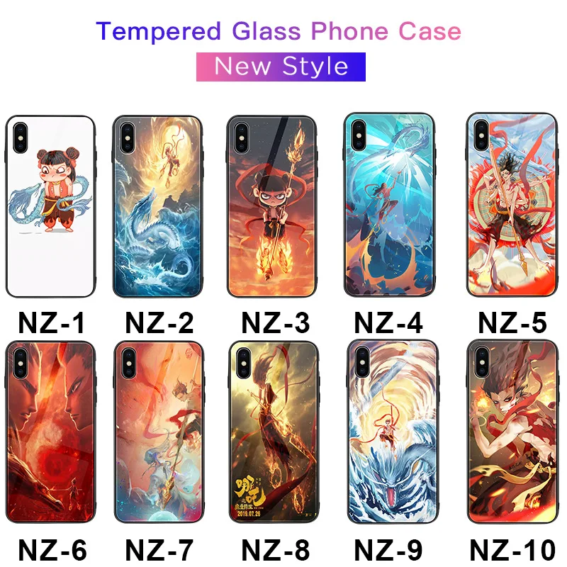 Милый мультяшный чехол для iPhone XS Max XR 6 6s 7 8 Plus X NEZHA, эксклюзивные чехлы из закаленного стекла, чехлы, подарок