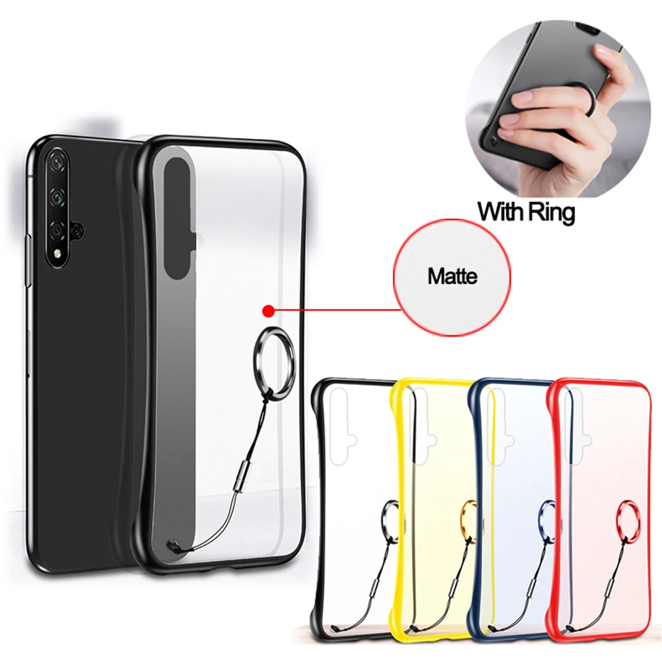 

Slim Case for Huawei Honor 20 Pro V20 Cases Soft TPU Matte Thin Phone Cover Frosted with Ring For Honor 10 lite Cover