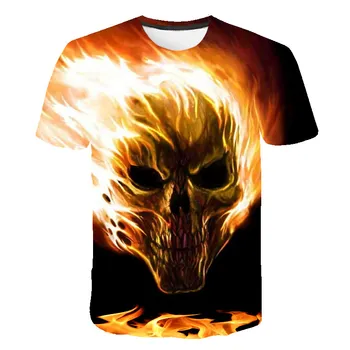 

3D T-shirt 2020 Summer New Men's T-shirt 3D Skull & Flame Fashion Short-sleeved Tops Street Round Neck T-shirt Unisex casual top