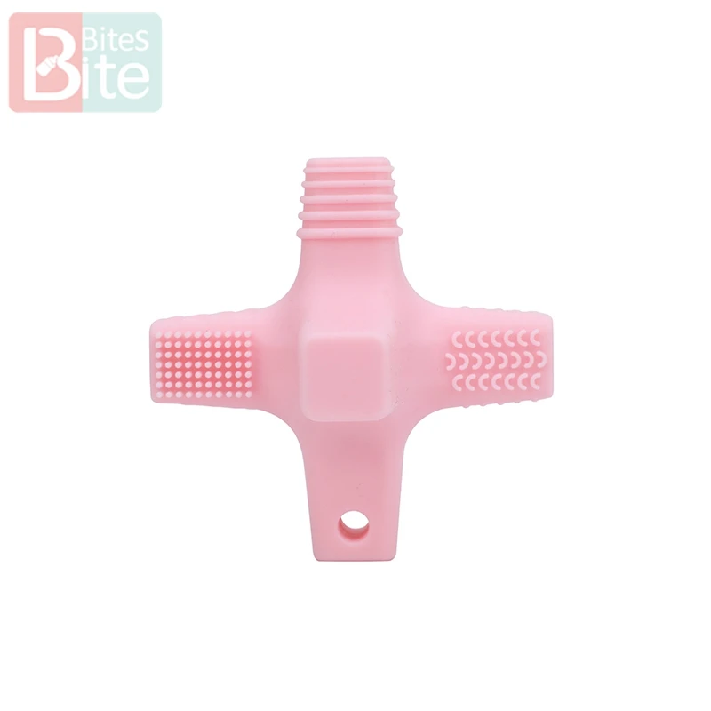 1pc Baby Teether Silicone Cross Food Grade Perle Silicone Bead Rodent Baby Chew Toys Tiny Rod Children'S Goods Toys Newborn Gift - Цвет: pink