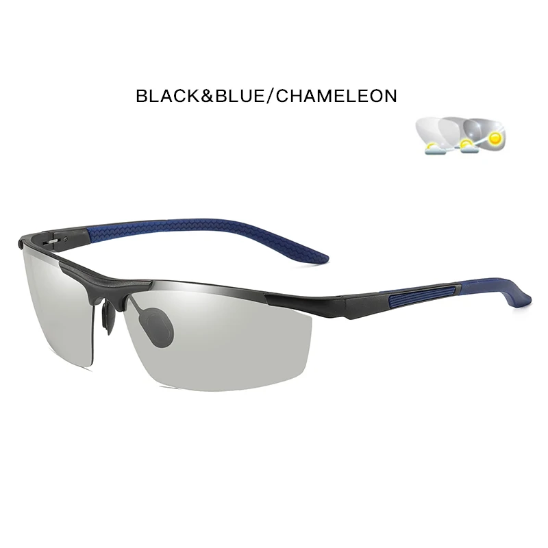 CoolPandas бренд классический дизайн фотохромные солнцезащитные очки для мужчин поляризованные очки для вождения день ночное видение Хамелеон объектив унисекс - Цвет линз: Black Blue Frame
