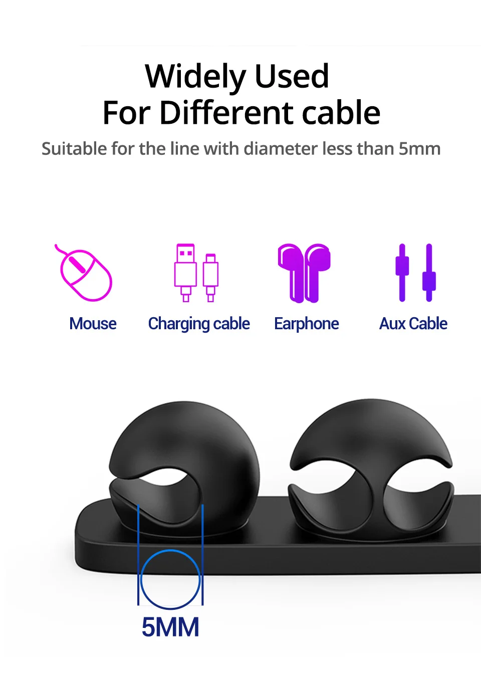 PZOZ органайзер для кабеля, силиконовый usb-кабель для намотки кабеля для мыши, провода для наушников, наушники для рабочего стола, аккуратные гибкие зажимы для управления, держатель