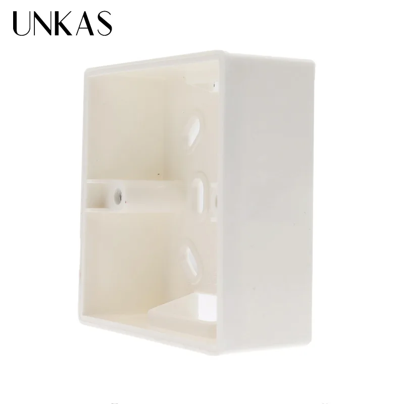 Внешняя Монтажная коробка UNKAS 86 мм* 86 мм* 34 мм для 86 мм стандартного сенсорного переключателя и розетки применяется для любого положения поверхности стены