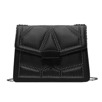 

Rivet Chain Small Crossbody Bags For Women 2020 Shoulder Messenger Bag Lady Luxury Handbags PU LeatherFashion Shoulder Bag