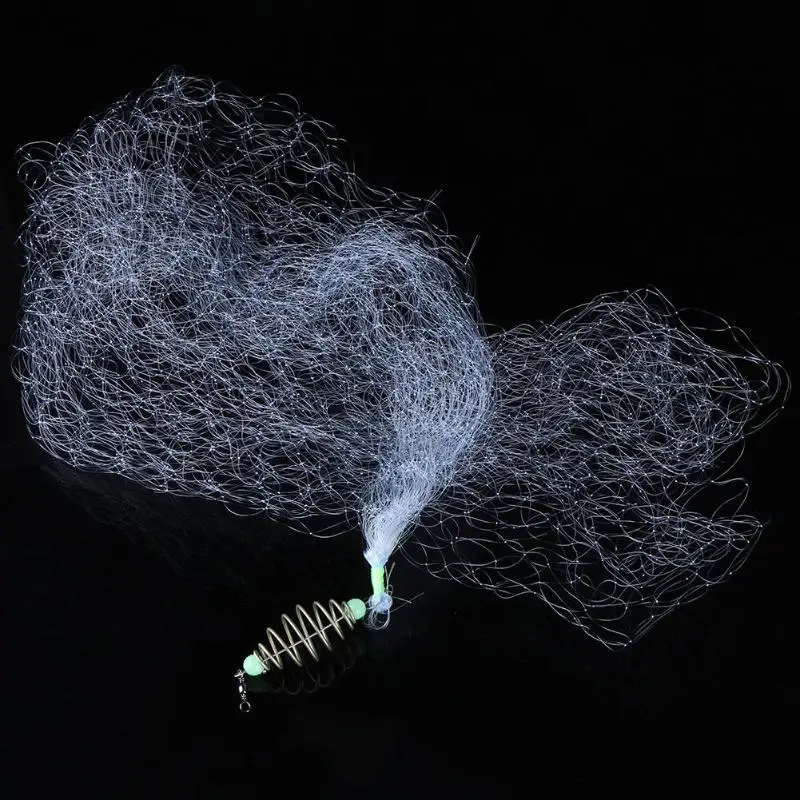 Shoal Small Mesh Fishing Net w/ Night Luminous Beads Ball Ring Bearing Connector Solid Ring Fishing Accessories