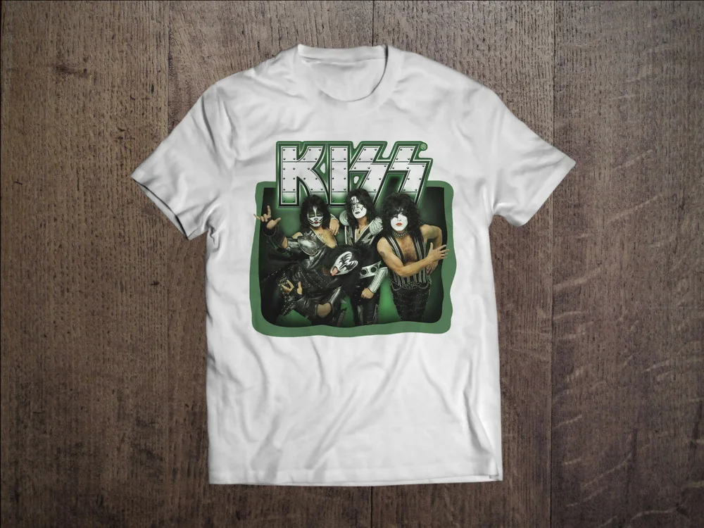 Kiss Band мужская белая футболка рок группа Fan Tee Gene Simmons рубашка высокого качества