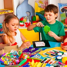 Kits d'artisanat d'art modernes pour enfants, fournitures de bricolage pour tout petits, 1000 pièces, avec feutres de couleur, boutons en plumes à paillettes