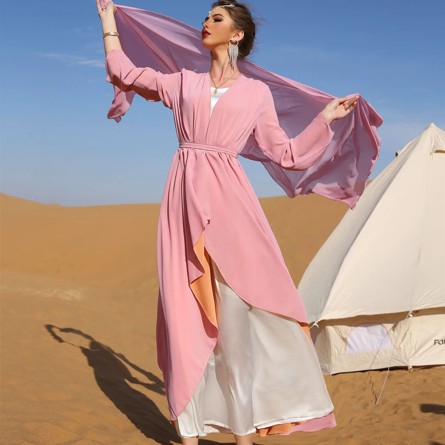 

Open Kaftan Dubai Abaya Turkey Kimono Cardigan Islam Muslim Hijab Dress Jilbab Abayas For Women Robe Eid Caftan Islamic Clothing